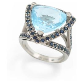 MAUBOUSSIN RING FARBE DER EMOTIONEN TOPAS & SAPPHIRE T52 PLATIN 950 Silber