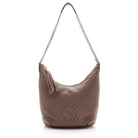 Bolsa hobo média em couro Soho com corrente Gucci Marrom