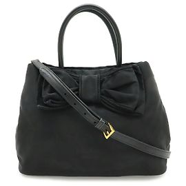 Prada Nylon Logo Jacquard Ribbon Handbag Black