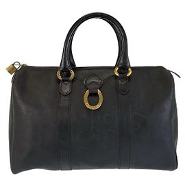 Dior Vintage Trotter PVC Leather Handbag Black