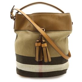 Bolsa hobo média Ashby em lona e couro Burberry Marrom