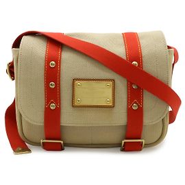 Louis Vuitton Antigua PM Canvas Shoulder Bag Brown Beige