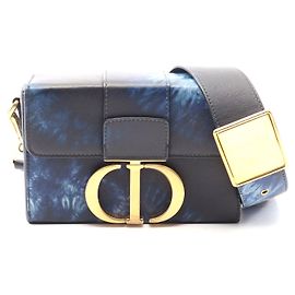 Borsa a Spalla in Pelle Dior 30 Montaigne Blu Navy Blu