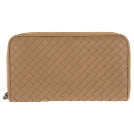 Bottega Veneta Intrecciato Leather Wallet Brown Beige