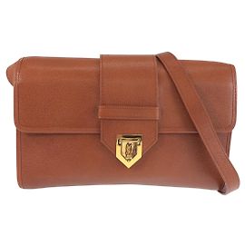 Bolsa de Ombro de Couro Yves Saint Laurent Marrom