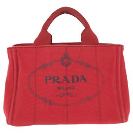 Prada Canapa Canvas Tote Bag Red