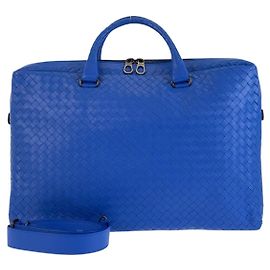 Bottega Veneta Blue Leather Briefcase Blue