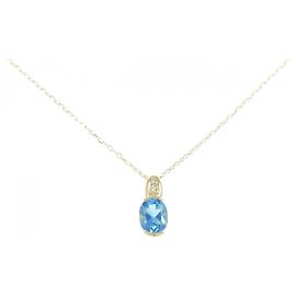 Autre Marque Colar de diamante com topázio azul Au750 Dourado