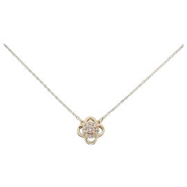 Autre Marque Au750 Blumen-Diamant-Halskette Golden