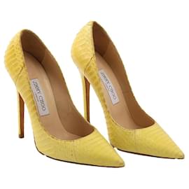 Jimmy Choo Anouk 120 Yellow Python Leather Stiletto Heels Yellow