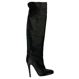 Botas de Couro Acima do Joelho Jimmy Choo Pretas Preto