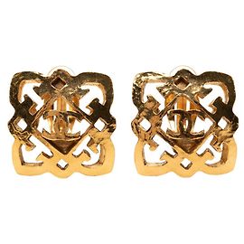 Boucles d'oreilles vintage clip Coco Mark de Chanel Doré