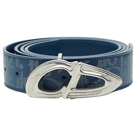 Ceinture réversible Dior Oblique Galaxy CD30 de Christian Dior Bleu Marine