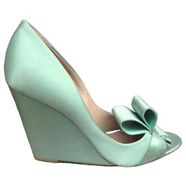 Escarpins Avril Gau en satin et cuir vert clair Vert clair