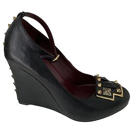 Marc by Marc Jacobs Wedge Heels Black Leather Studded Black