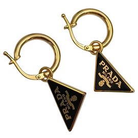 Boucles d'oreilles en forme de triangle Prada Noir Doré