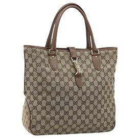Borsa Tote Jackie GG Canvas Gucci Beige Oro 145818 Auth YKZ537 Beige D'oro