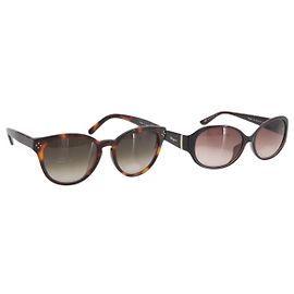 Óculos de sol Salvatore Ferragamo Chloe plástico 2 Set Marrom Auth BA12033 Marrom