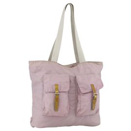 PRADA Tote Bag Nylon Pink Silver Auth hk3682 Silvery Pink