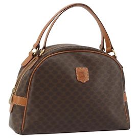 Céline Sac à main en toile Macadam CELINE en cuir PVC marron doré Auth YKZ1476A Marron Doré