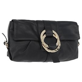 Bulgari Borsa a mano BVLGARI in pelle nera e oro Auth 174713A Nero D'oro