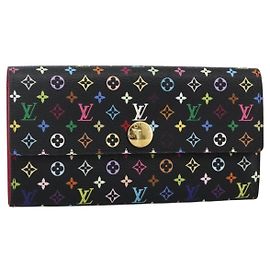 LOUIS VUITTON Cartera Sarah Multicolor Negra M60668 LV Auth YKZ969V Negro