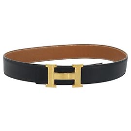 Hermès HERMES Constance H belt Belt Leather 31.5"" Black Auth YKZ106 Black