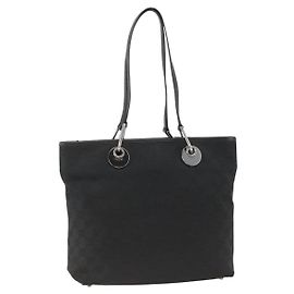 Borsa Tote GG in Canvas Gucci Nera Argento 139552 Auth YKZ351 Nero Argento