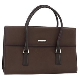 Burberry Handtasche aus braunem Leder mit Silber Auth 174424 Braun Silber