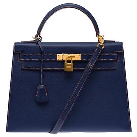 Hermès Bolsa HERMES Kelly 32 em Couro Azul - 103430 Azul