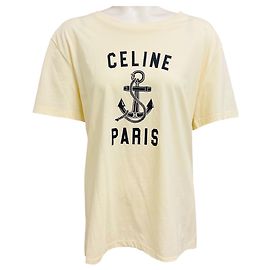 Céline Camiseta de algodón con estampado gráfico ancla logo Off-White de Celine Beige