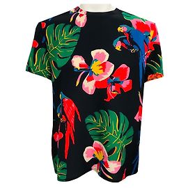 Valentino Garavani Camiseta estampada en crepé de chine negro multi Valentino Negro