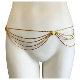 Cinturón de cadena de múltiples hilos de metal dorado vintage RARO Christian Dior Dorado