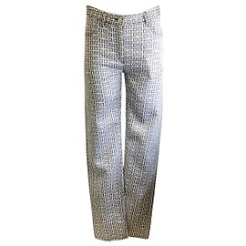 Givenchy White / Black 4G Denim Jacquard Pants / Trousers White