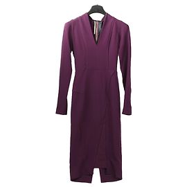 Vestido midi ajustado com decote em V profundo Roland Mouret em ameixa – EU 34 Roxo