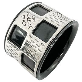 Louis Vuitton Damier Perforet Men's Band Ring Black