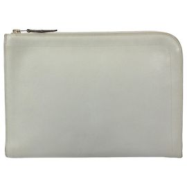 Clutch em couro cinza Hermès para documentos Marrom