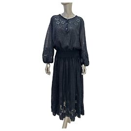 Vestido midi transparente de renda e seda misturada Chanel Outono 2018 Tamanho 46 Usado Outro
