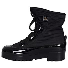 Chanel Black Lace-Up Boots - Size 37 Pre-owned Other