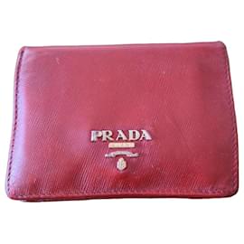 Prada red leather wallet Red