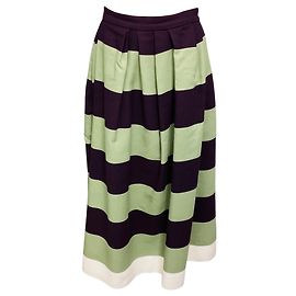 Saia midi de algodão listrada roxa / verde de Dries Van Noten Multicor