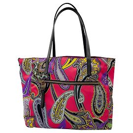 Bolso tote de nylon reversible con doble asa y estampado de paisley multicolor rosa Etro Multicolor