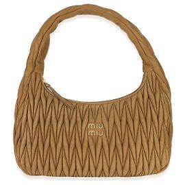 Miu Miu Brown Suede Matelasse Wander Hobo Brown