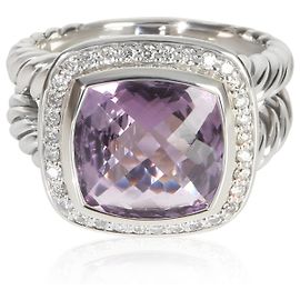 David Yurman Sterling Silver Amethyst and Diamond Albion Ring Other