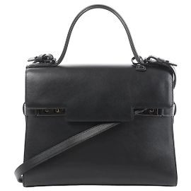 Delvaux Tempête GM Leder 2Way Handtasche in Schwarz Beige