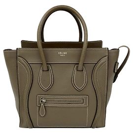Céline CELINE Luggage Micro Shopper Leather Handbag Brown Beige