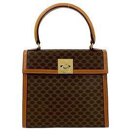 Céline Bolsa mini tote Celine Vintage Macadam Blazon Marrom