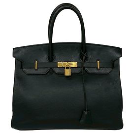 Hermès Hermes Birkin 35 Ardennes Leather Handbag Black