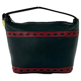 Bolsa de couro preta e vermelha Yves Saint Laurent Preto Vermelho