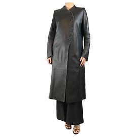 The row Black lambskin long coat - size UK 12 Black